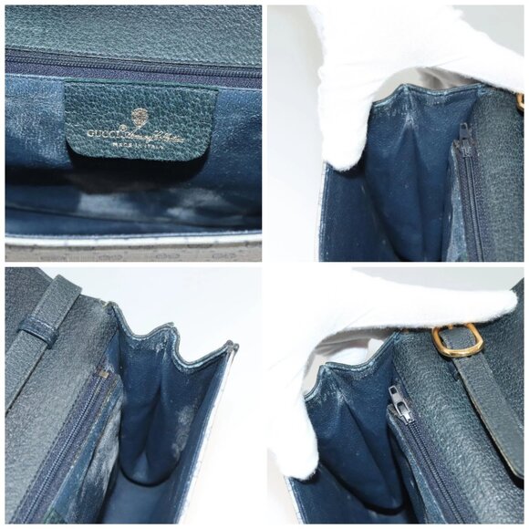 GUCCI Micro GG Supreme Shoulder Bag PVC Navy Gold 89 02 050 Auth BA3432 - Picture 16 of 16